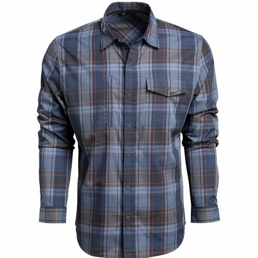 Base & Mid Layers * | Vortex Trail Call Tech Flannel Long Sleeve Shirt Blue/Gray